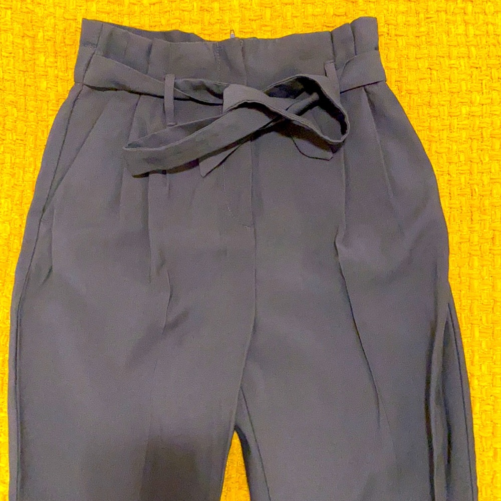 H&M paper bag trousers olive green